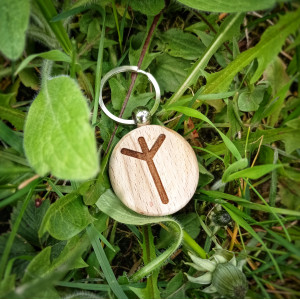 БРЕЛОК ДЕРЕВ'ЯНИЙ РУНА АЛЬГІЗ РУЧНА РОБОТА (KEYRING WOODEN FLEECE ALGIZE HANDMADE)
